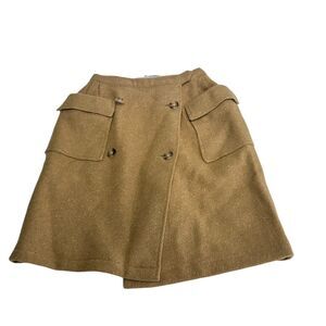 vintage sloat 100% wool side pockets brown short mini skirt